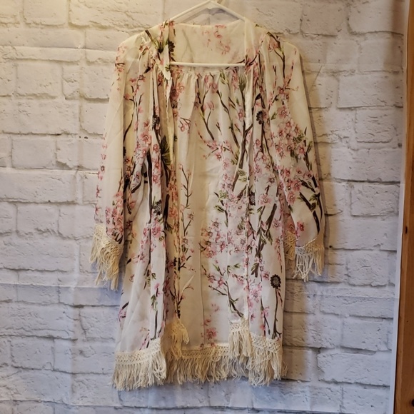 unknown Jackets & Blazers - Brand New Cherry Blossom Kimono w/ Fringe 6